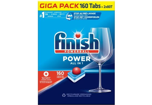 Finish Power All in 1 Regular Vaatwastabletten - 80 Stuks x2