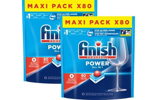 Finish Power All in 1 Regular Vaatwastabletten - 80 Stuks x2