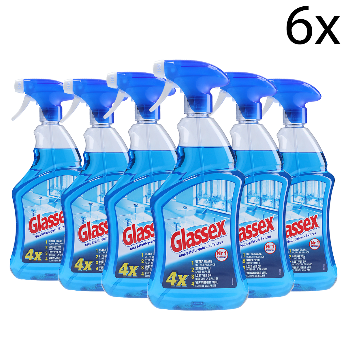 Glassex Schoonmaakmiddel Spray - Glas & Multi - 750ml x6