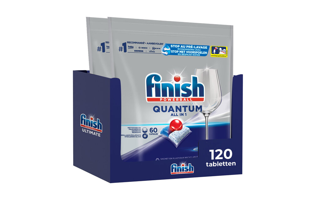 Finish Quantum All in 1 Regular Vaatwastabletten - 120 Tabletten - Voordeelverpakking