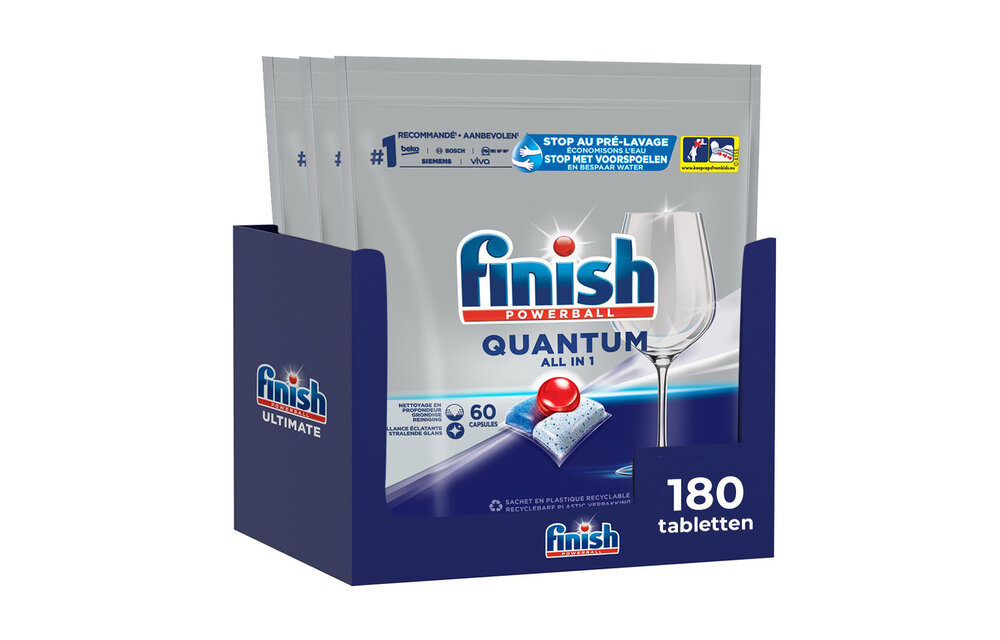 Finish Quantum All in 1 Regular Vaatwastabletten - 180 tabletten - Halfjaarbox - Voordeelverpakking