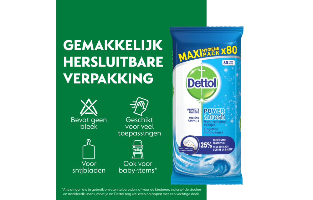 Dettol - 160 stuks Schoonmaakdoekjes - Oceaan 2x80 stuks - 2L Allesreiniger - Katoenfris 2x1L - Voordeelverpakking