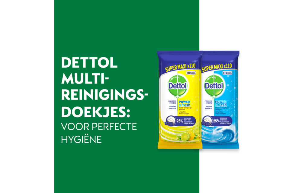 Dettol - 220 Schoonmaakdoekjes Power & Fresh - Citrus 110 stuks - Oceaan 110 stuks- Voordeelverpakking