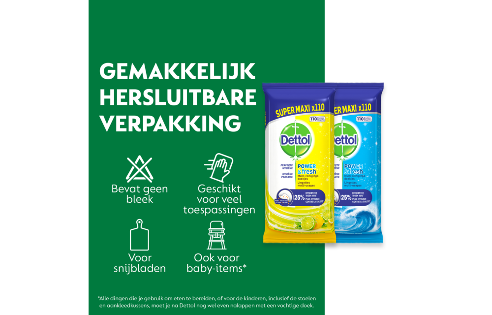 Dettol - 220 Schoonmaakdoekjes Power & Fresh - Citrus 110 stuks - Oceaan 110 stuks- Voordeelverpakking