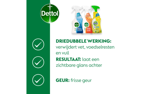 Dettol - 1,5L Allesreiniger Spray Power & Fresh - Badkamer 1x500 ml Keuken 1x500ml Citrus 1x500ml - Voordeelverpakking