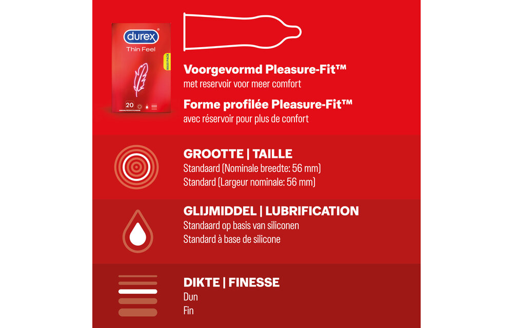 Durex - 40 stuks Condooms - Thin Feel 1x20 stuks - Classic Natural 1x20 stuks - Voordeelverpakking