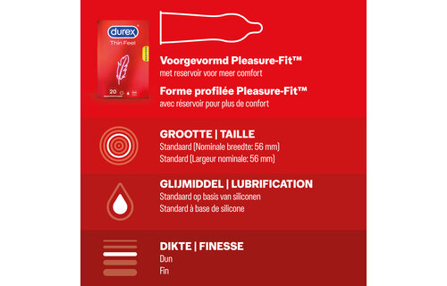 Durex - 40 stuks Condooms - Thin Feel 1x20 stuks - Classic Natural 1x20 stuks - Voordeelverpakking