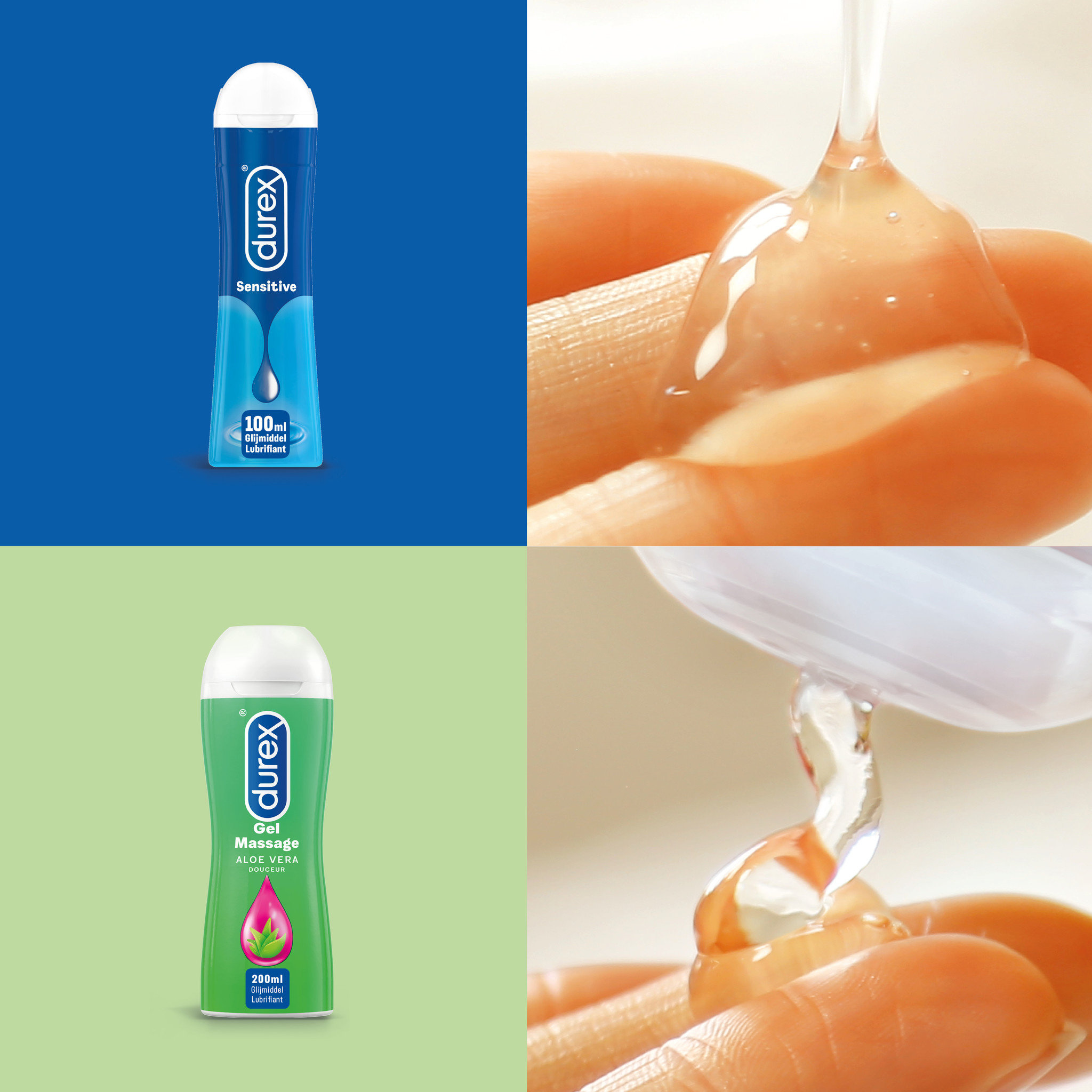 Durex - 300ml Glijmiddel - Play Sensitive 1x100ml - Play Massage 2/1 Aloe 1x200ml - Voordeelverpakking