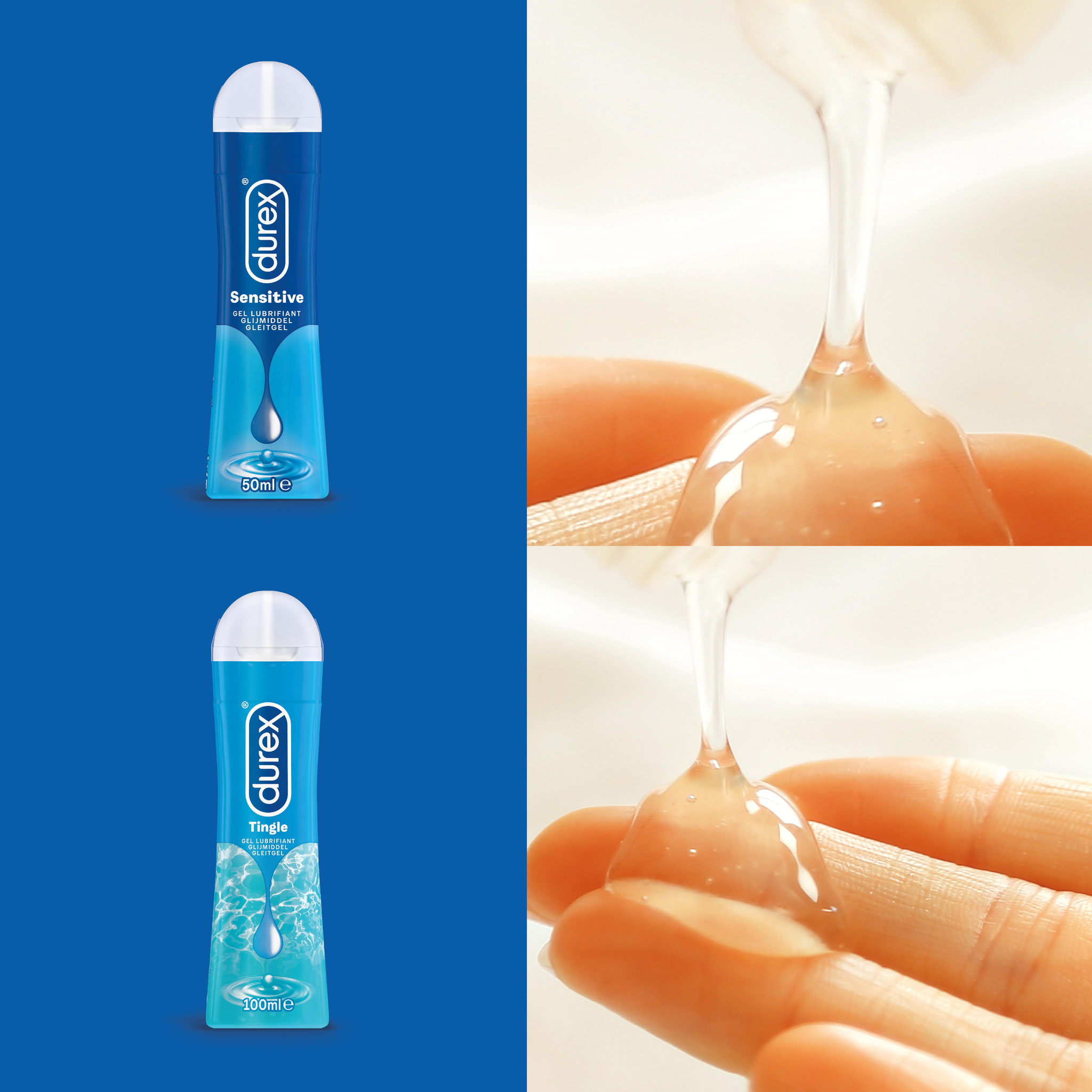 Durex - 150ml Glijmiddel - Play Sensitive 1x50ml - Play Tingle 1x100ml - Voordeelverpakking
