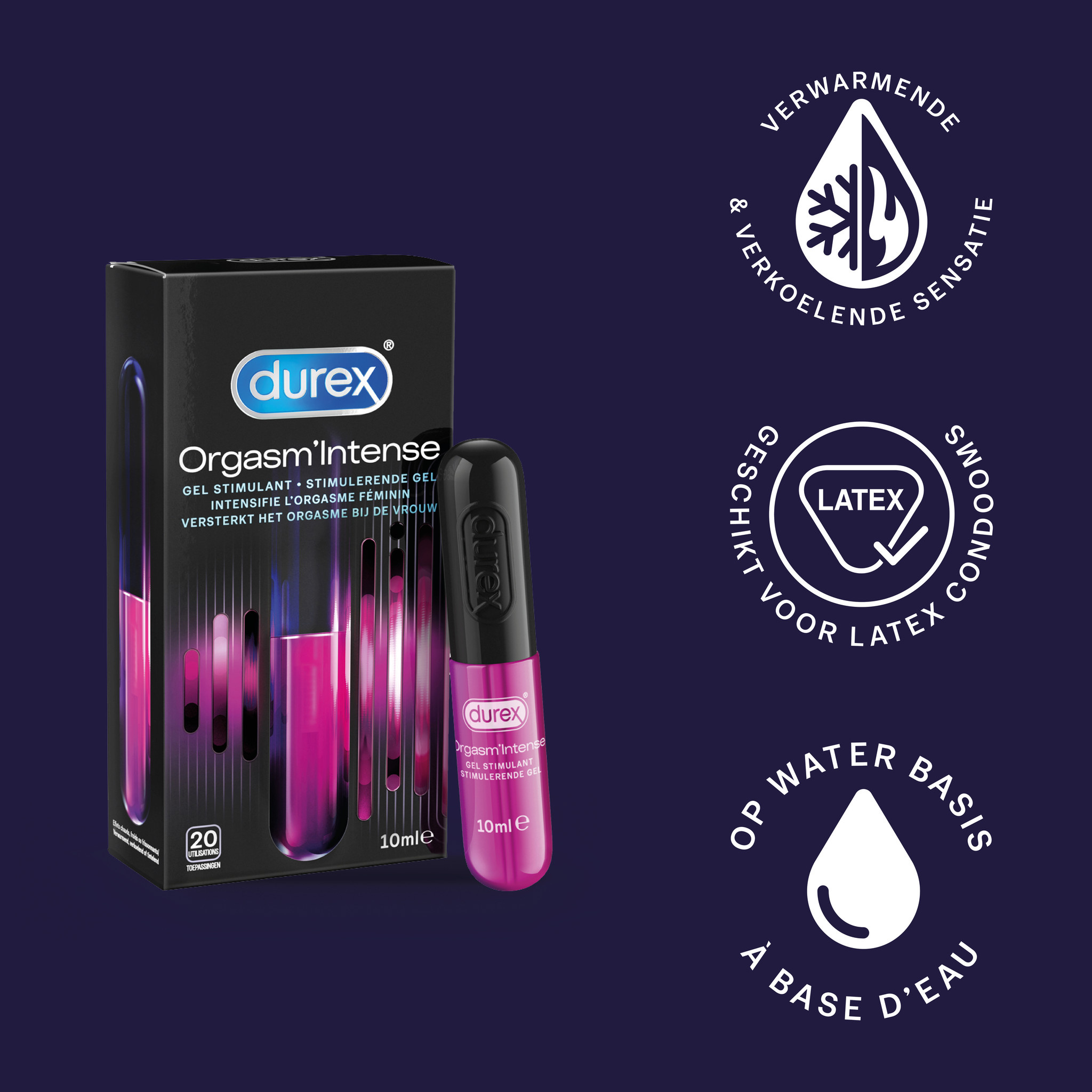 Durex - 210ml Glijmiddel - Perfect Gliss 1x100ml - Intense Orgasm 1x10ml - Play Tingle 1x100ml - Voordeelverpakking