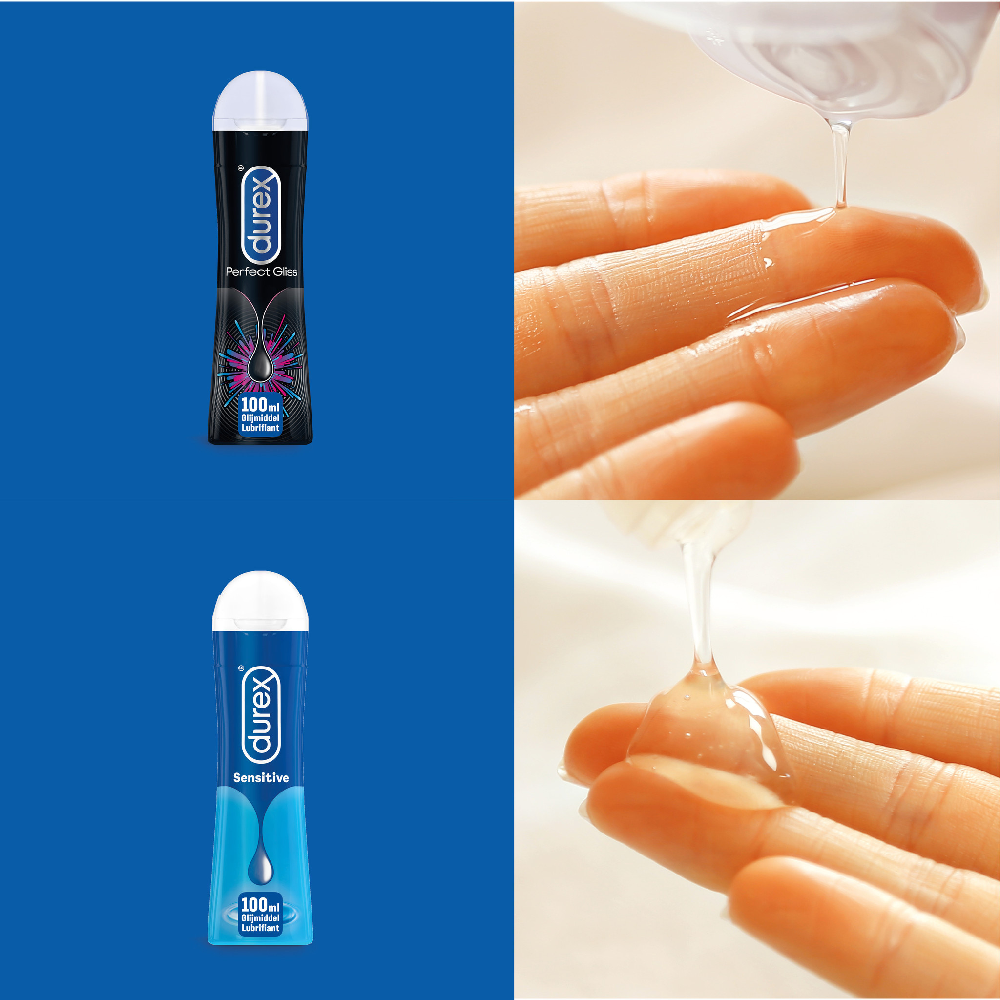 Durex - 200ml Glijmiddel - Perfect Gliss 1x100ml - Play Sensitive 1x100ml - Voordeelverpakking