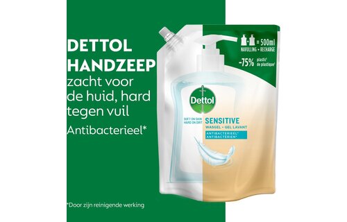 Dettol - 3L Handzeep Navulling - Antibacterieel - Sensitive 3x500ml - Aloë Vera 3x500ml - Voordeelverpakking