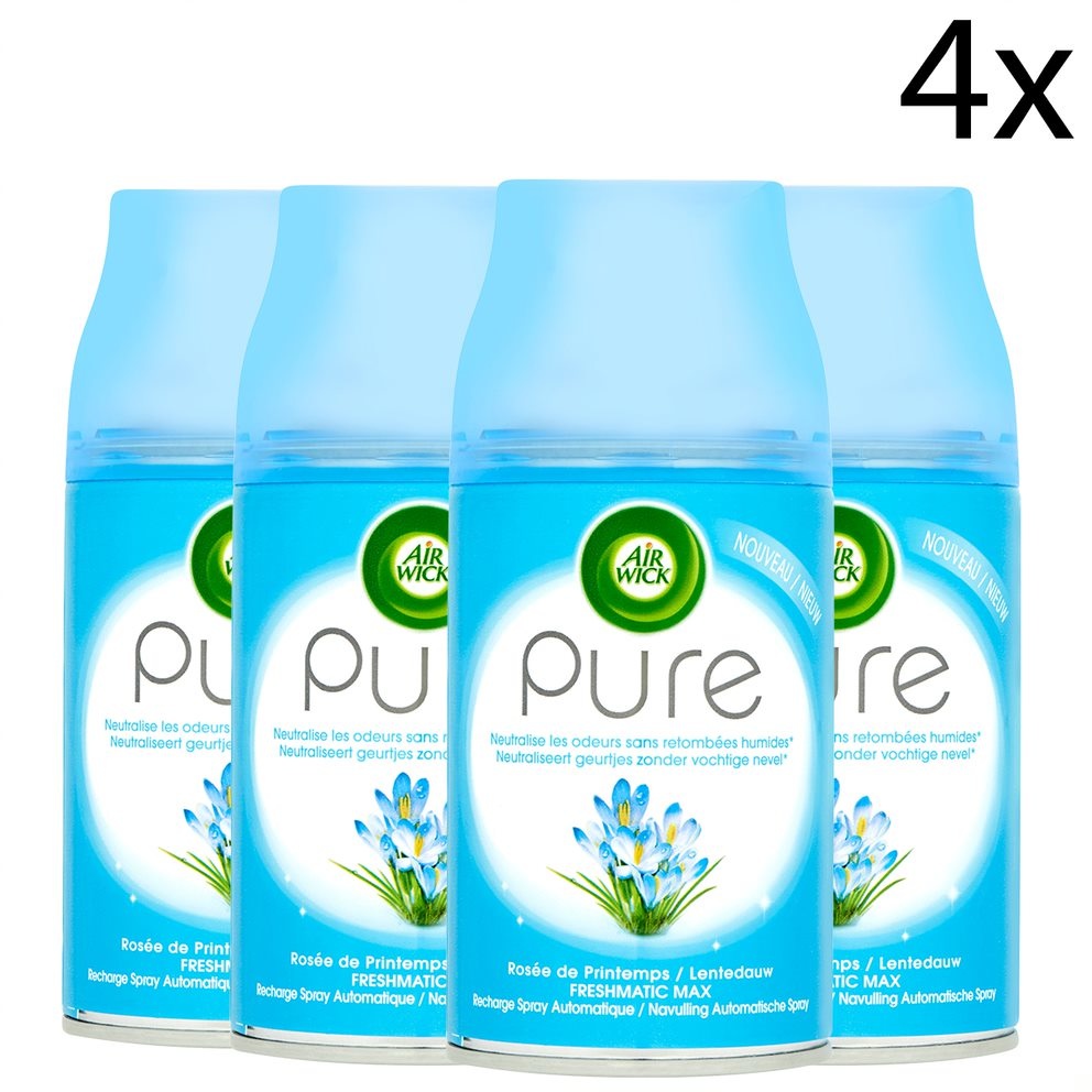 Air Wick Freshmatic Automatische Spray Luchtverfrisser - Pure Lentedauw - Navulling 250ml x4