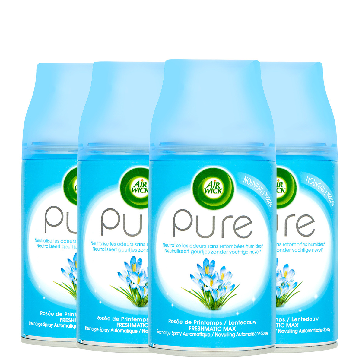 Air Wick Freshmatic Automatische Spray Luchtverfrisser - Pure Lentedauw - Navulling 250ml x4