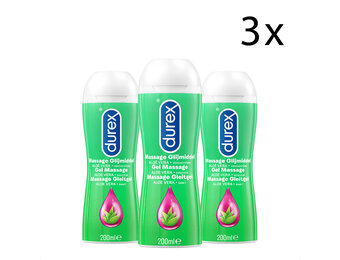 Durex Massage Olie en Glijmiddel 2-in-1 - Aloë Vera - 200ml x3