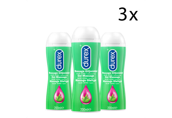 Durex Massage Olie en Glijmiddel 2-in-1 - Aloë Vera - 200ml x3