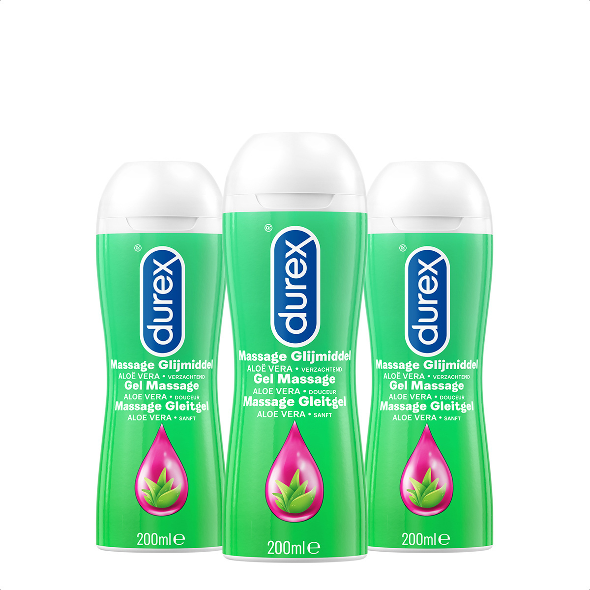 Durex Massage Olie en Glijmiddel 2-in-1 - Aloë Vera - 200ml x3