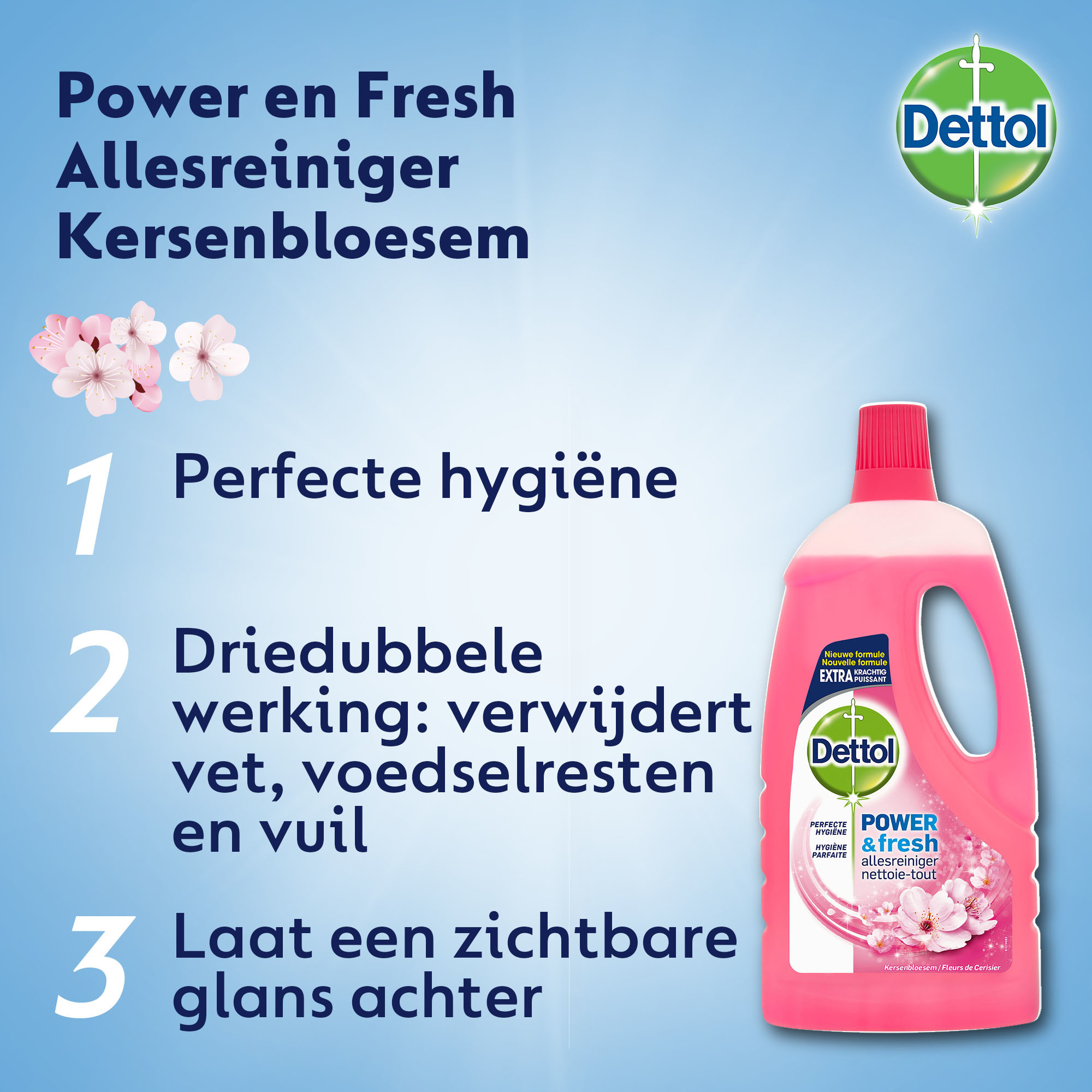 Dettol Allesreiniger Power & Fresh - Kersenbloesem - 1L x4