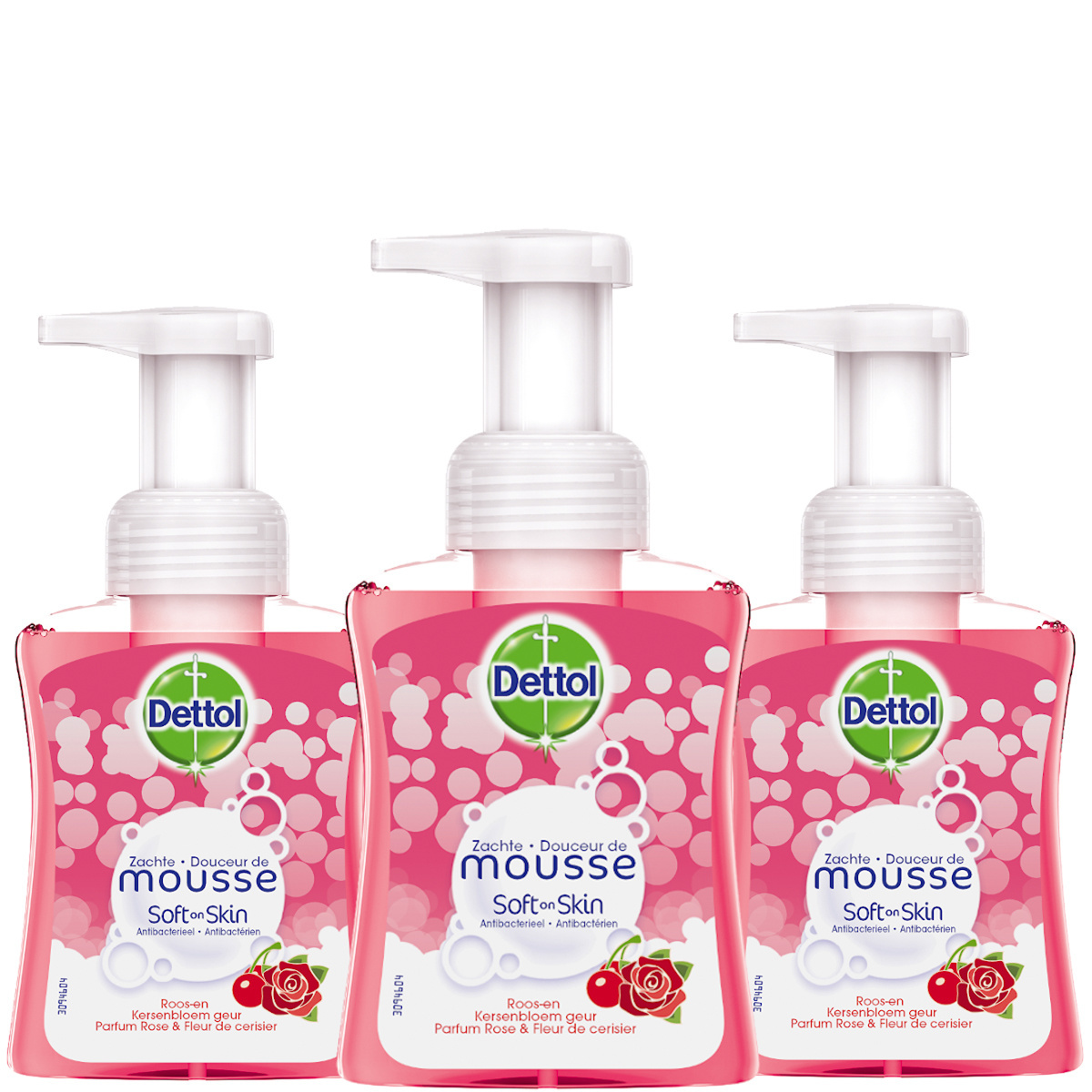 Dettol Handzeep Zachte Mousse - Roos & Kersenbloesem - 250ml x3