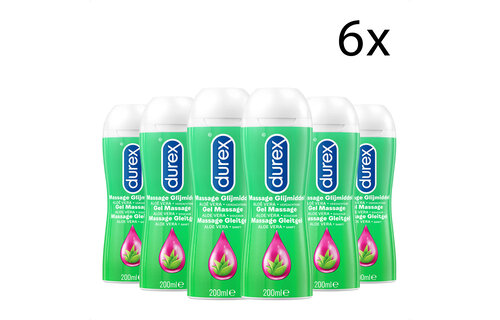Durex Massage Olie en Glijmiddel 2-in-1 - Aloë Vera - 200ml x6