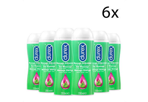 Durex Massage Olie en Glijmiddel 2-in-1 - Aloë Vera - 200ml x6
