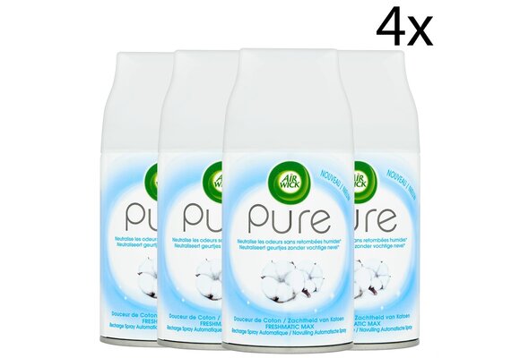 Air Wick Freshmatic Automatische Spray Luchtverfrisser - Pure Zachtheid van Katoen - Navulling 250ml x4