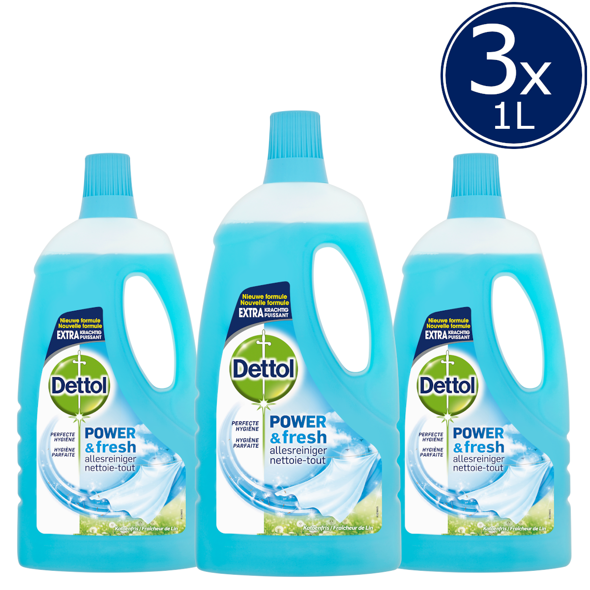 Dettol Allesreiniger Power & Fresh - Katoenfris - 1L x3