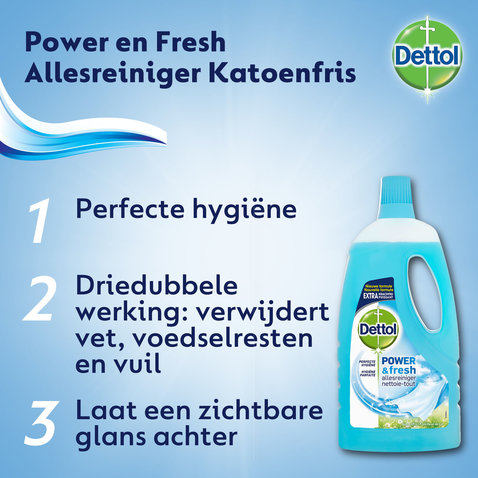 Dettol Allesreiniger Katoenfris 1L - 3 Stuks - Voordeelverpakking
