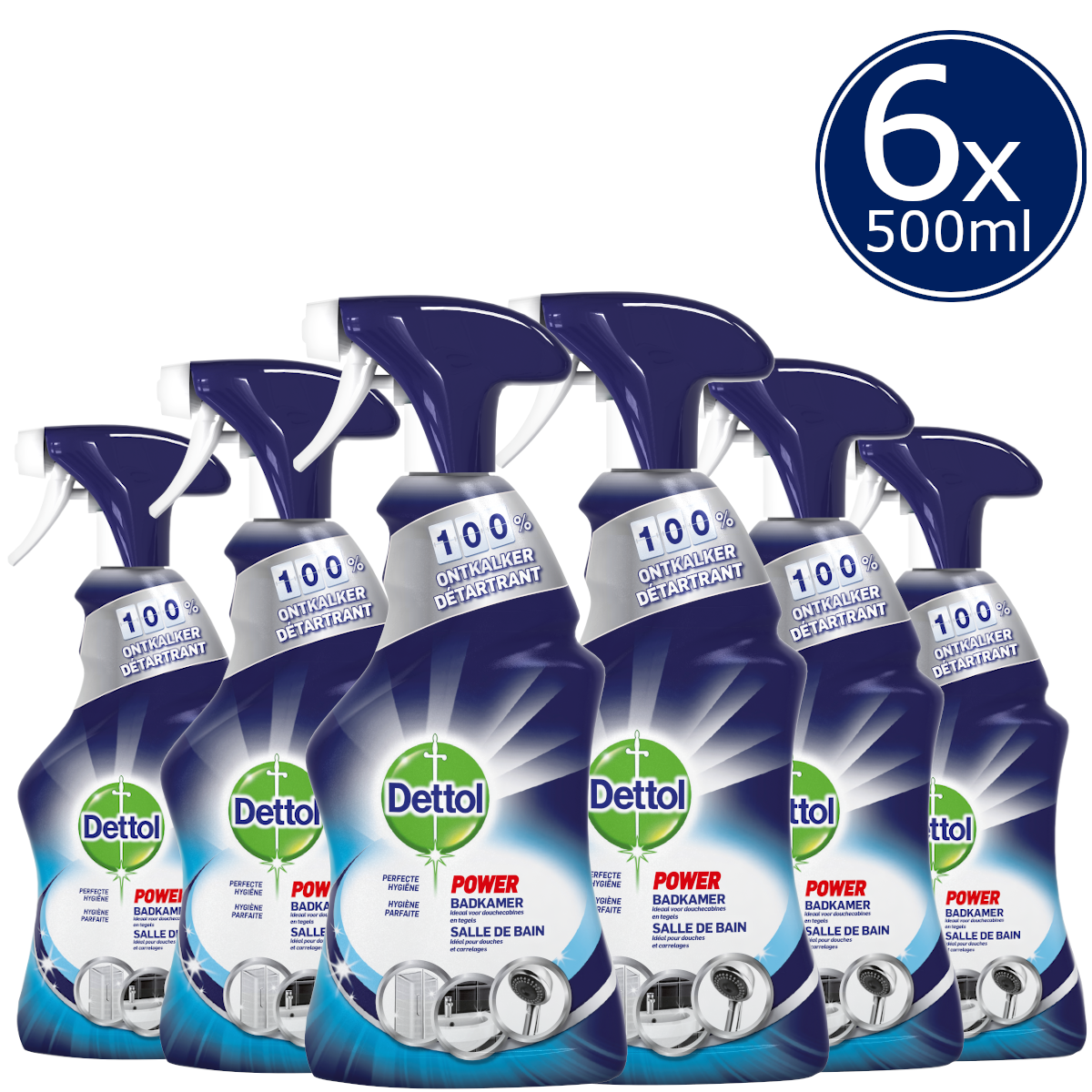 Dettol Allesreiniger Spray Power & Fresh - Badkamer - 500ml x6