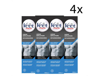 Veet Ontharingscreme for Men 200ML - 4 Stuks - Voordeelverpakking