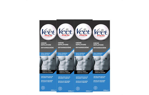 Veet Ontharingscreme for Men 200ML - 4 Stuks - Voordeelverpakking