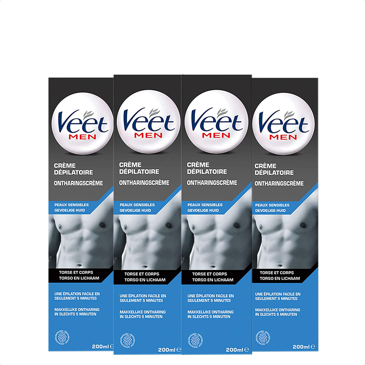 Veet Ontharingscreme for Men 200ML - 4 Stuks - Voordeelverpakking