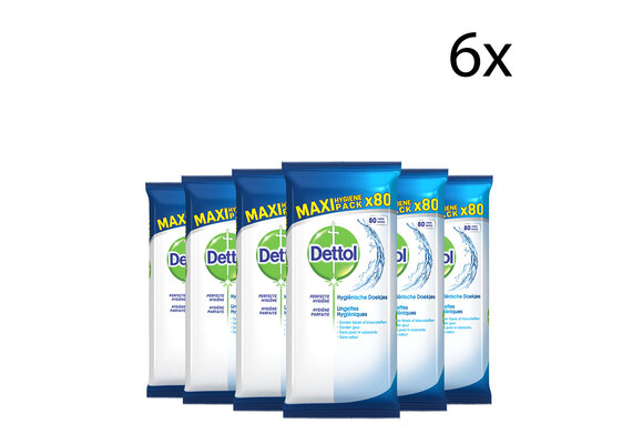 Dettol Schoonmaakdoekjes Power & Fresh - Cleanser - 80 stuks x6