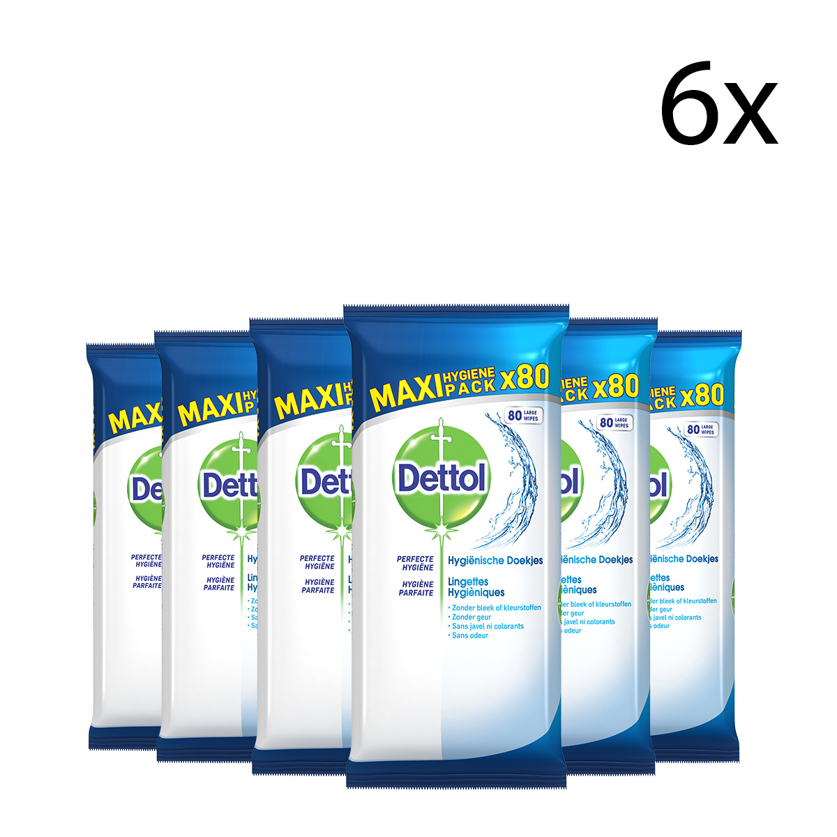Dettol Schoonmaakdoekjes Power & Fresh - Cleanser - 80 stuks x6