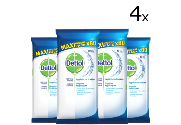 Dettol Schoonmaakdoekjes Power & Fresh - Cleanser - 80 stuks x4