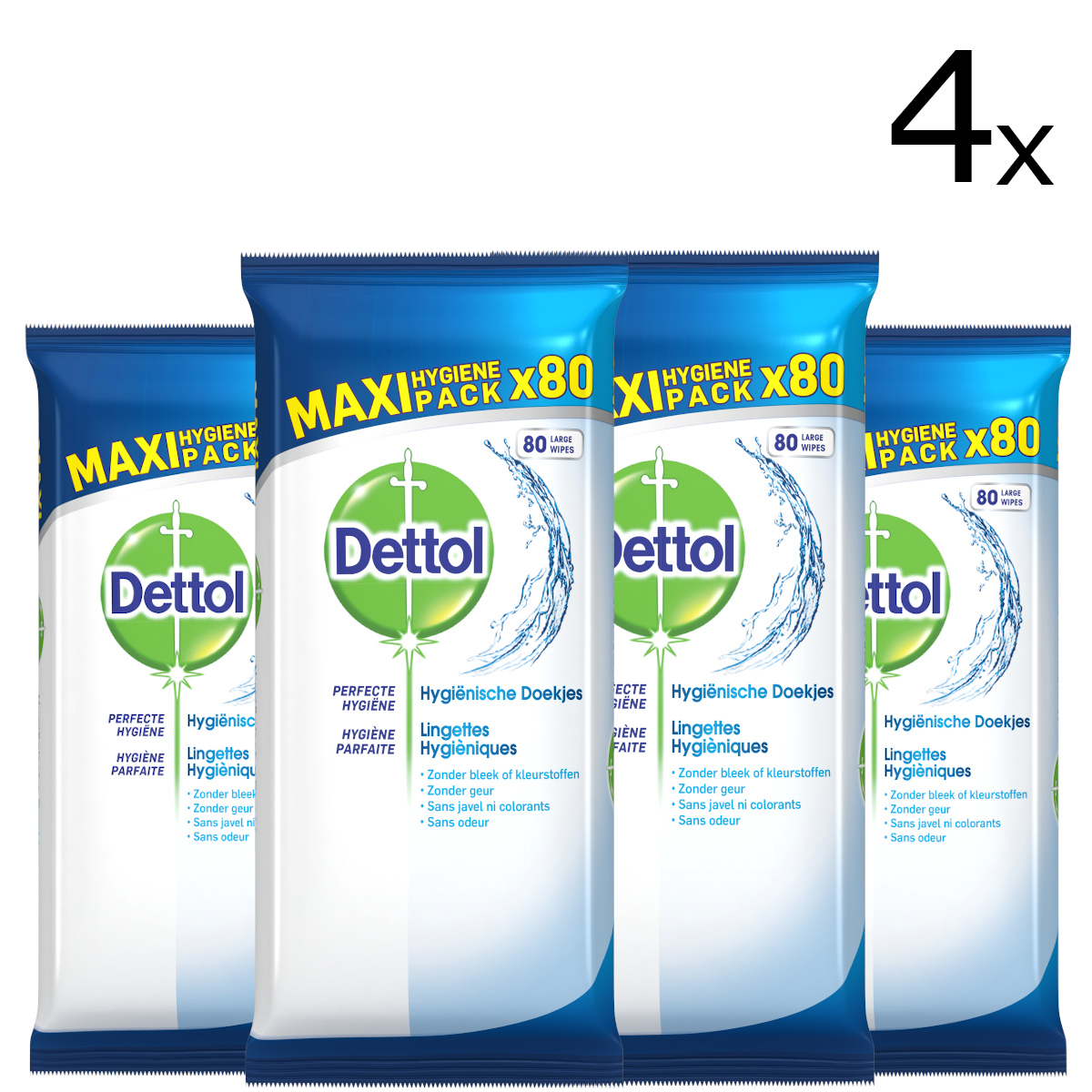 Dettol Schoonmaakdoekjes Power & Fresh - Cleanser - 80 stuks x4