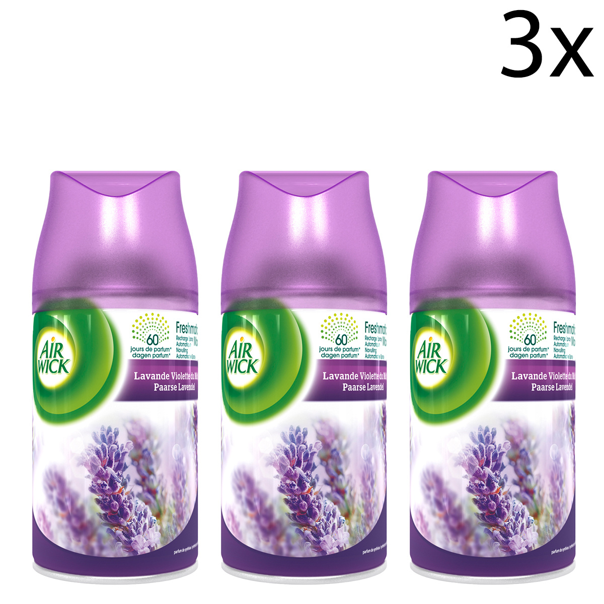 Air Wick Freshmatic Automatische Spray Luchtverfrisser - Paarse Lavendel - Navulling 250ml x3