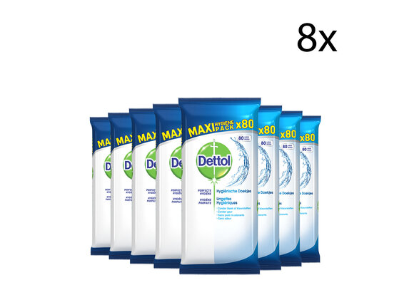 Dettol Schoonmaakdoekjes Power &amp; Fresh - Cleanser - 80 stuks x8
