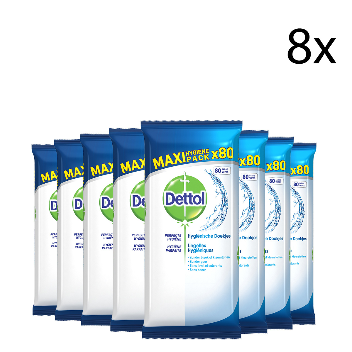 Dettol Schoonmaakdoekjes Power & Fresh - Cleanser - 80 stuks x8