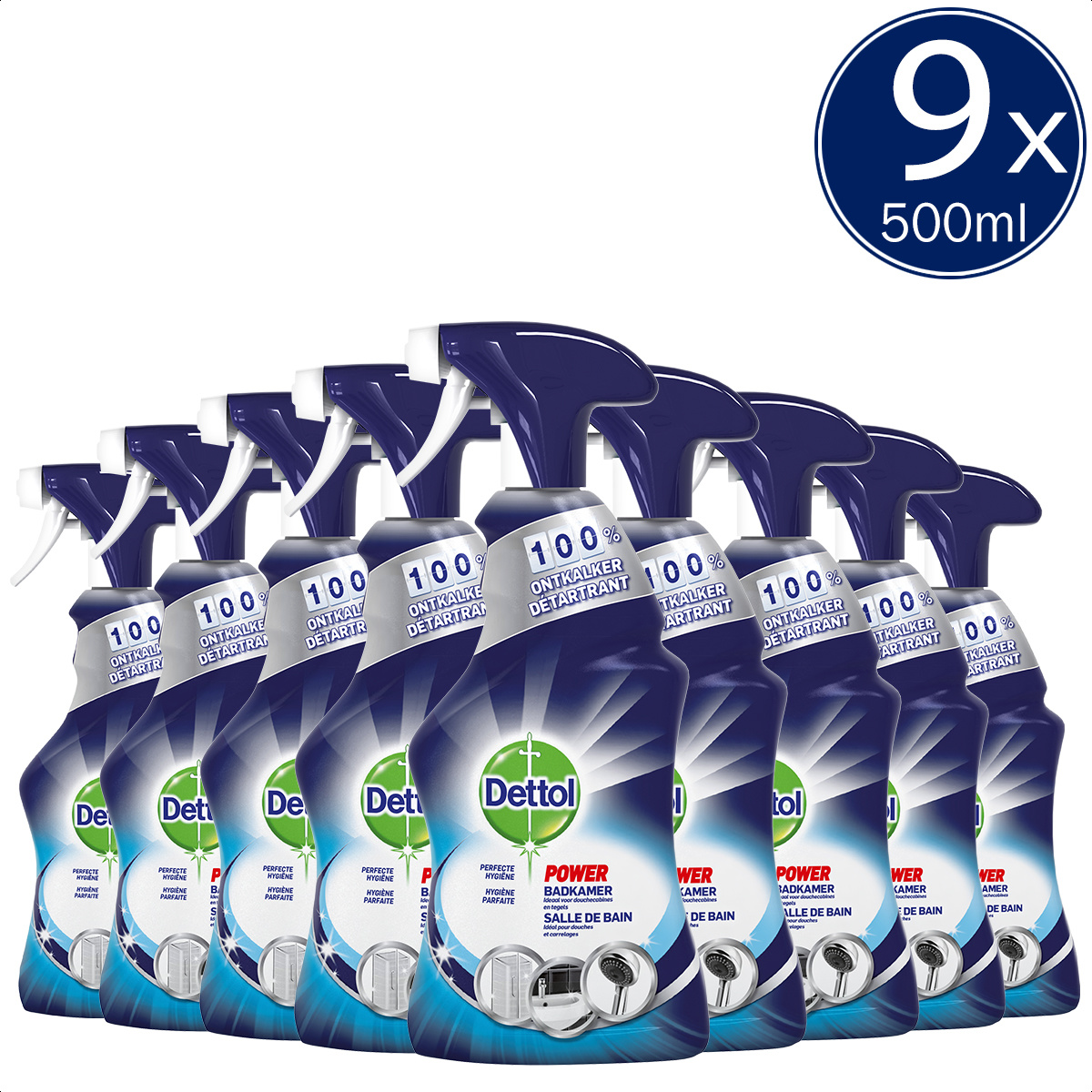 Dettol Allesreiniger Spray Power & Fresh - Badkamer - 500ml x9