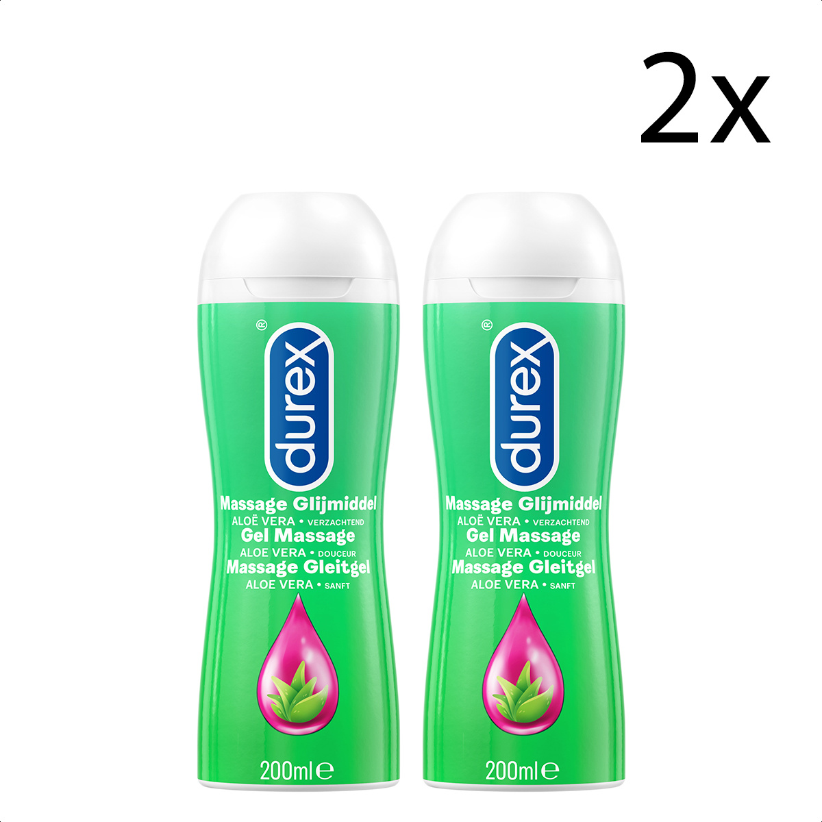 Durex Massage Olie en Glijmiddel 2-in-1 - Aloê Vera - 200ml x2