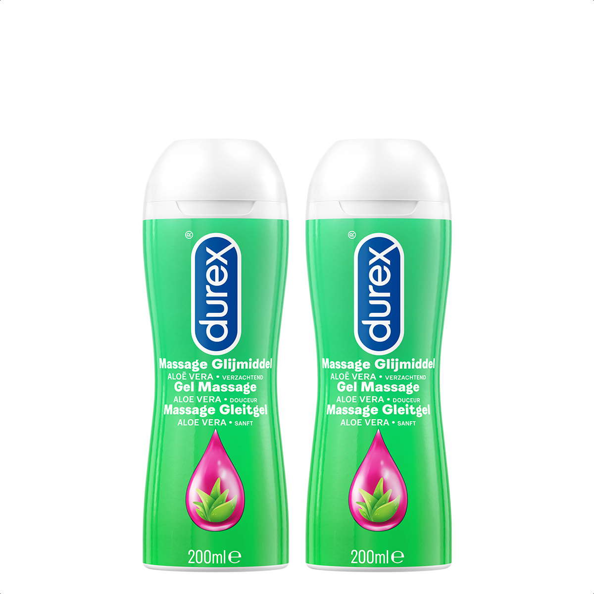 Durex Massage Olie en Glijmiddel 2-in-1 - Aloê Vera - 200ml x2