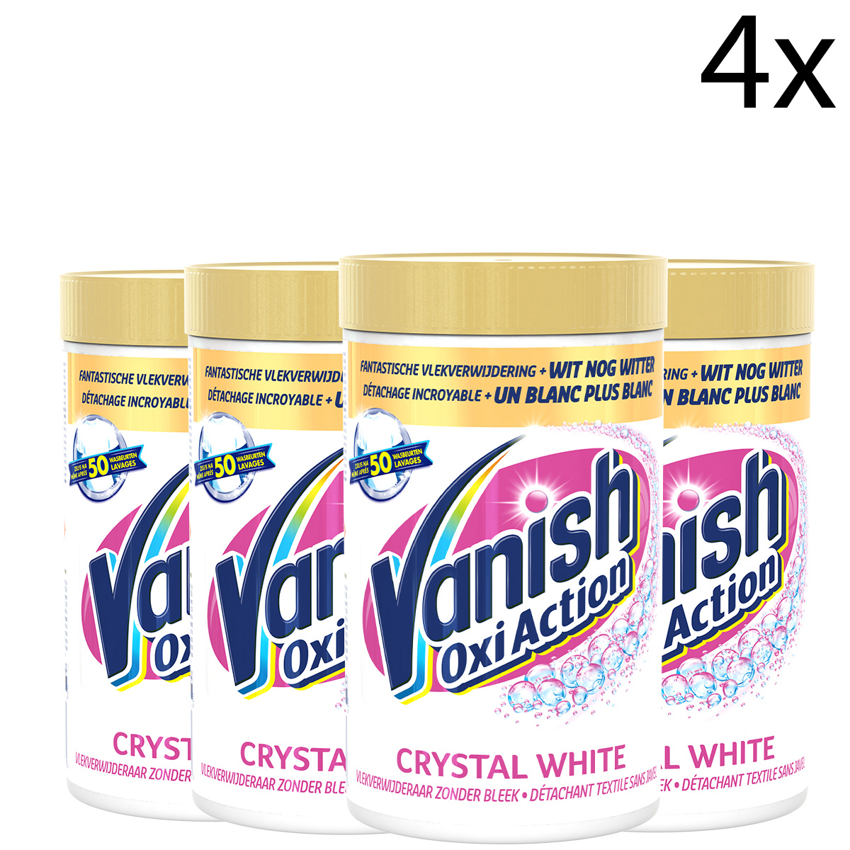 Vanish Oxi Action Crystal White Poeder - Voor Witte Was - 1,2kg x4