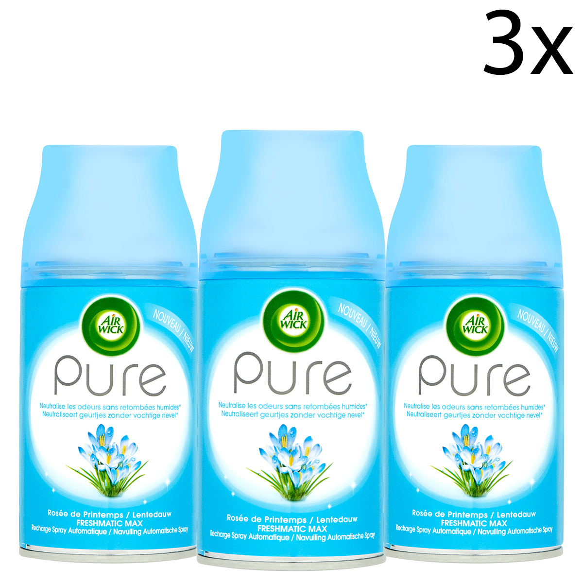 Air Wick Freshmatic Automatische Spray Luchtverfrisser - Pure Lentedauw - Navulling 250ml x3