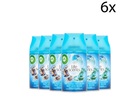 Air Wick Freshmatic Automatische Spray Luchtverfrisser - Life Scents Turquoise Oase - Navulling 250ml x6