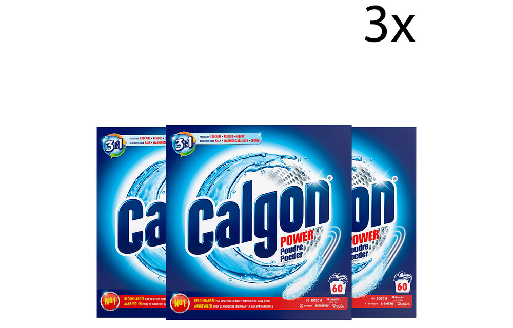 Calgon 3 in 1 Poeder Wasmachinereiniger en Anti kalk - 60 Doseringen x3