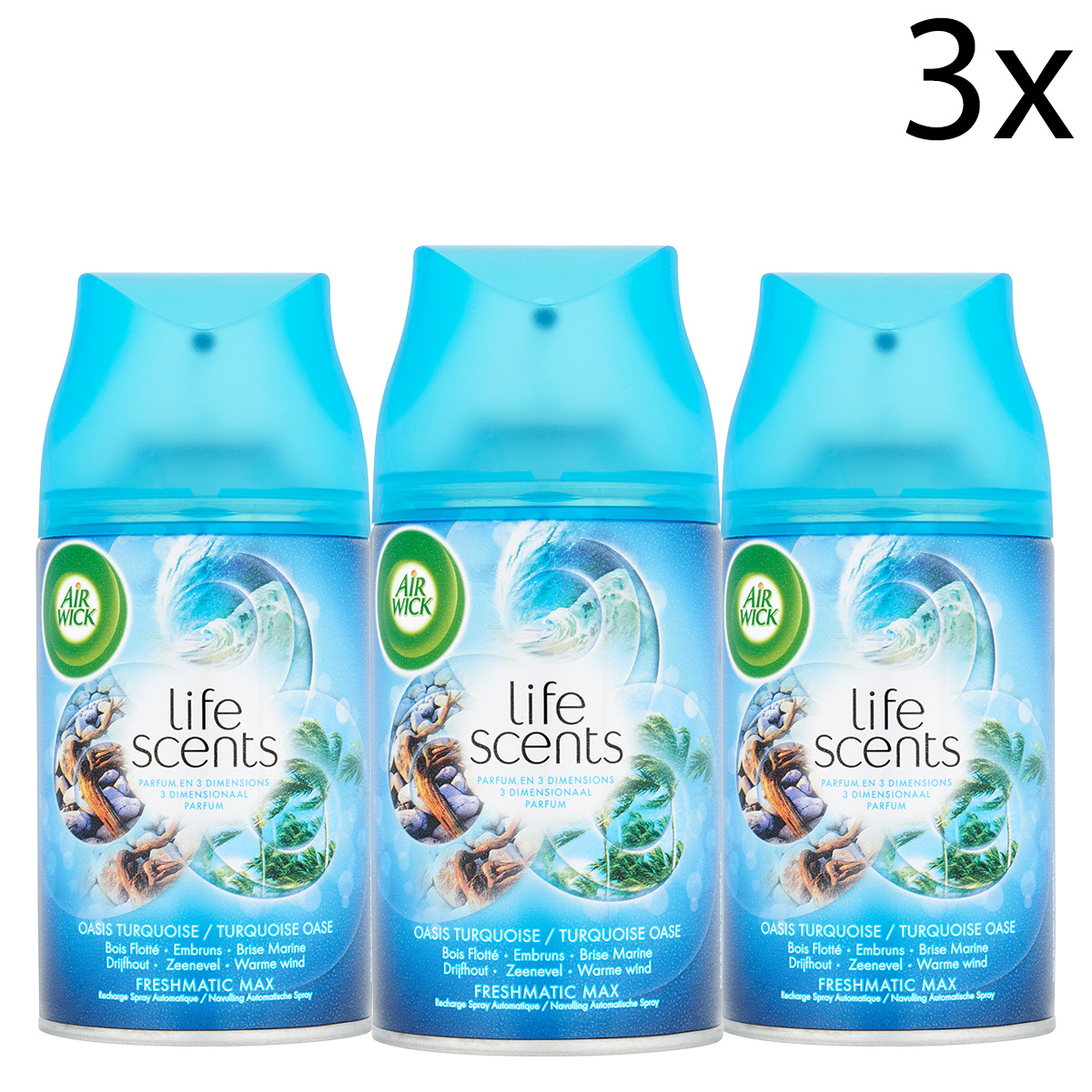 Air Wick Freshmatic Automatische Spray Luchtverfrisser - Life Scents Turquoise Oase - Navulling 250ml x3