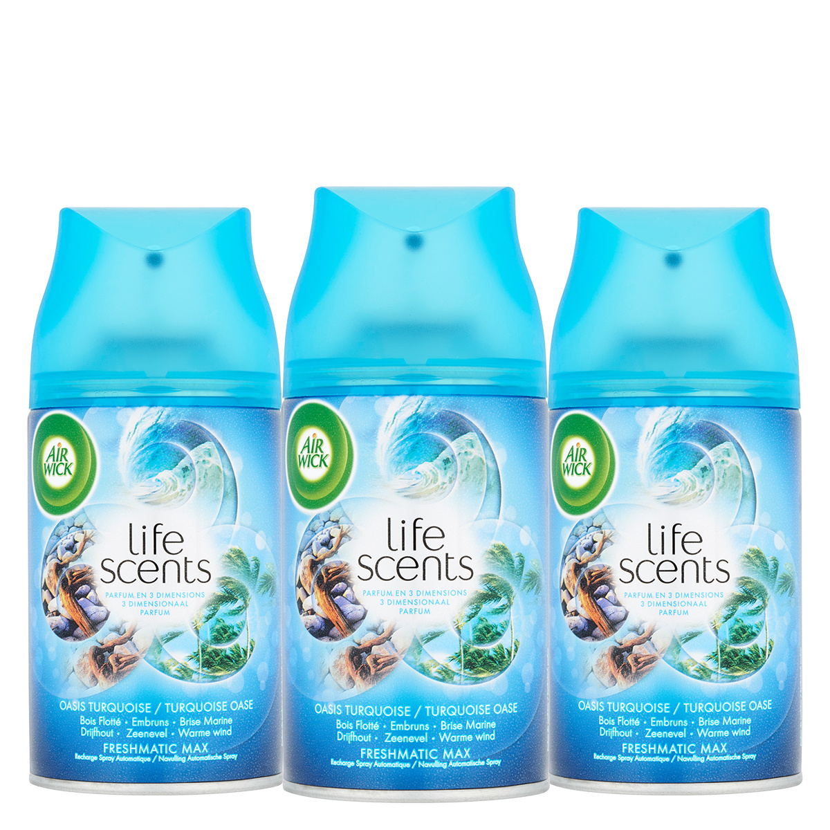 Air Wick Freshmatic Automatische Spray Luchtverfrisser - Life Scents Turquoise Oase - Navulling 250ml x3