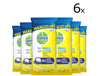 Dettol Schoonmaakdoekjes Power & Fresh - Citrus - 80 stuks x12