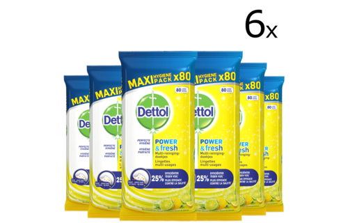 Dettol Schoonmaakdoekjes Power & Fresh - Citrus - 80 stuks x12